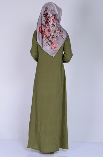 Light Khaki Green Hijab Dress 1250-17