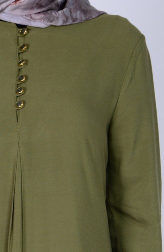 Viskose Kleid mit Knöpfen 1250-17 Hell Khaki Grün 1250-17