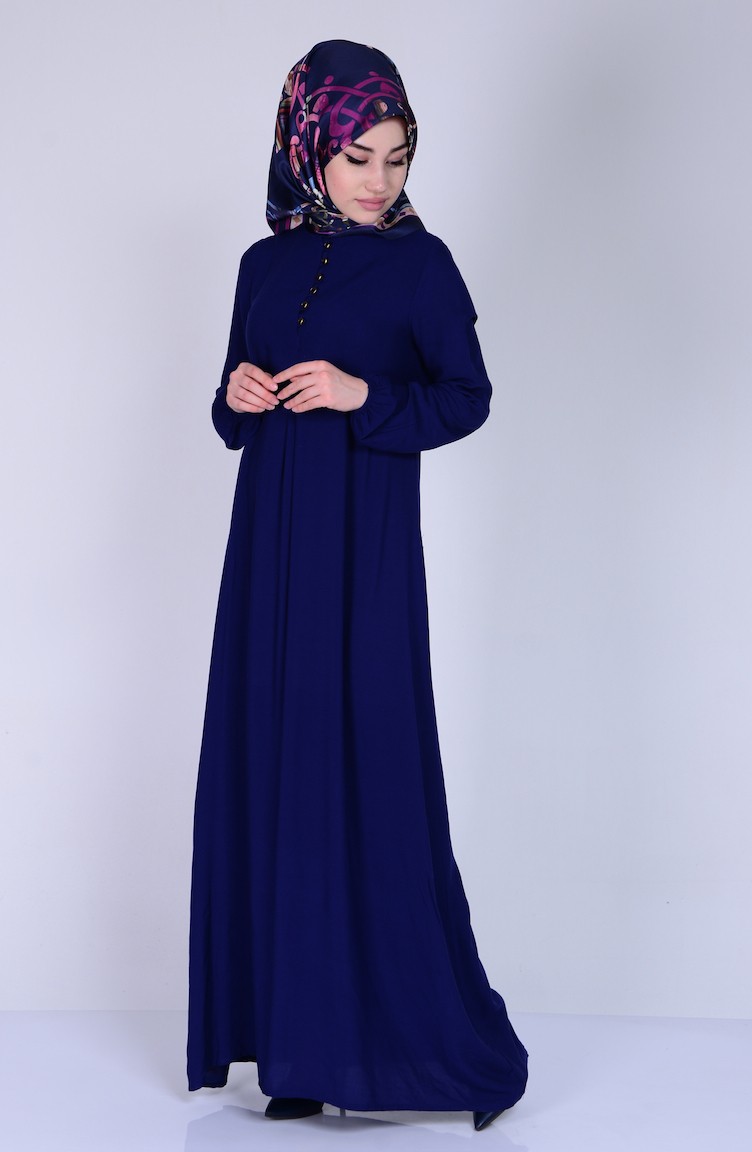 Light Navy Blue Hijab Dress 125016 Sefamerve