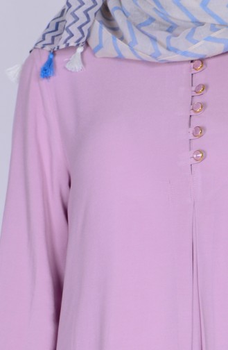 Düğme Detaylı Viskon Elbise 1250-14 Açık Lila