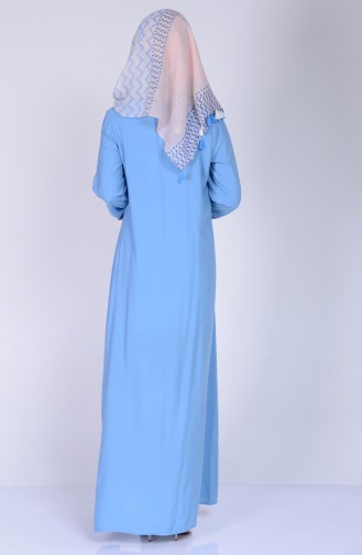 Düğme Detaylı Viskon Elbise 1250-11 Bebe Mavi
