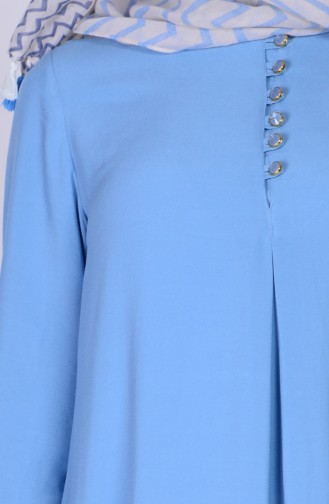Robe Viscose Détail Boutons 1250-11 Bleu Bébé 1250-11
