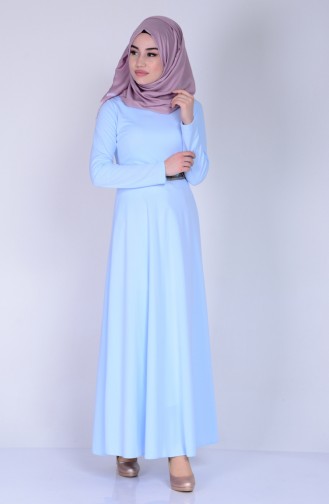 Eisblau Hijab Kleider 6068-01