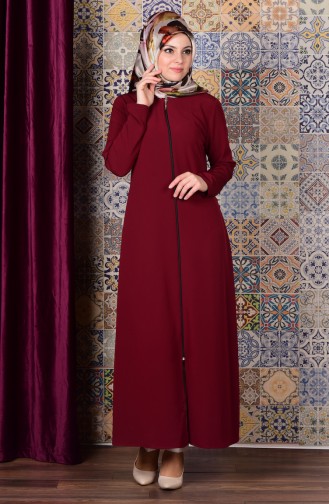 Fermuarlı Ferace 0555-03 Bordo