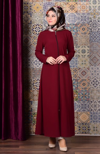 Fermuarlı Ferace 0555-03 Bordo