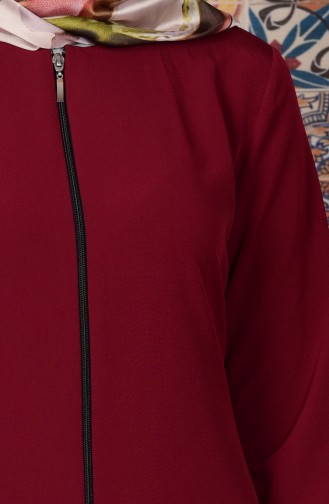 Fermuarlı Ferace 0555-03 Bordo