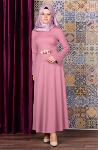 Robe Hijab Rose Pâle 6083-04