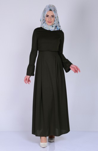 Khaki Hijab Dress 6072-03
