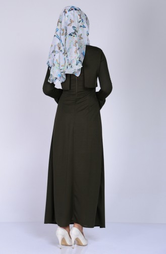 Khaki Hijab Dress 6072-03