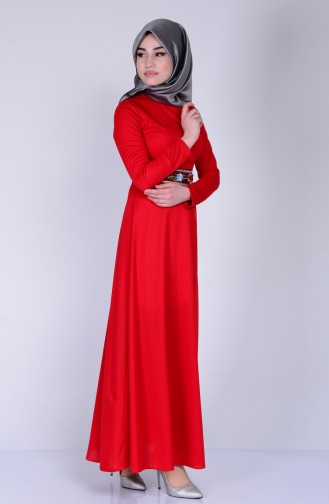 Rot Hijab Kleider 6068-02