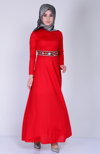 Rot Hijab Kleider 6068-02
