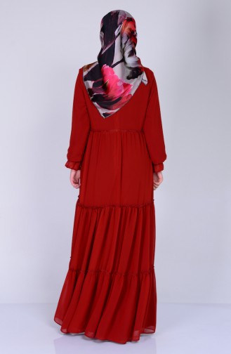 Brick Red Hijab Dress 4146-13