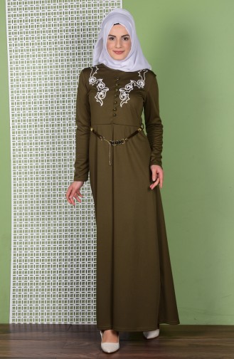 Khaki Hijab Kleider 0463-04