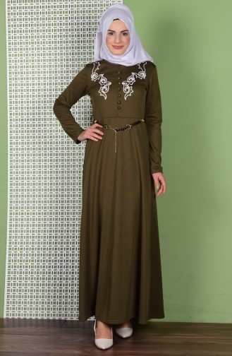 Khaki Hijab Dress 0463-04
