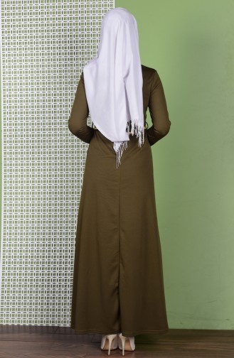 Khaki Hijab Dress 0463-04