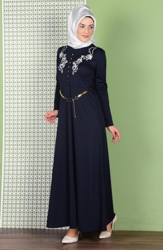 Dunkelblau Hijab Kleider 0463-02