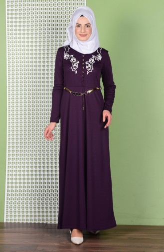 Plum Hijab Dress 0463-06