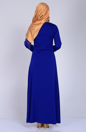 Saks-Blau Hijab Kleider 2054-09