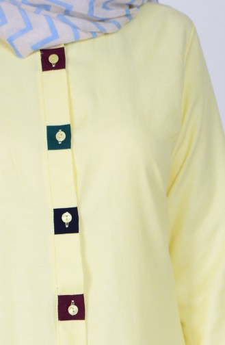 Garnili Düğmeli Tunik 6187-17 Sarı