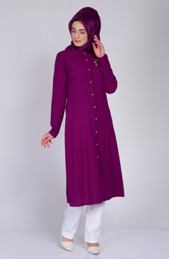 Nakış Detaylı Tunik 1094-05 Mor
