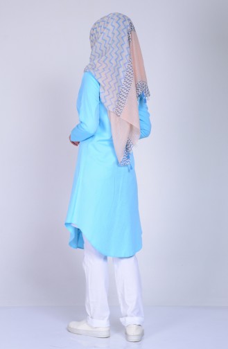 Tunique Garnie a Boutons 6187-16 Turquoise 6187-16
