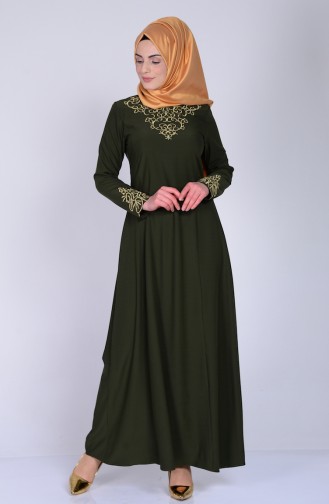 Grün Hijab Kleider 2054-04