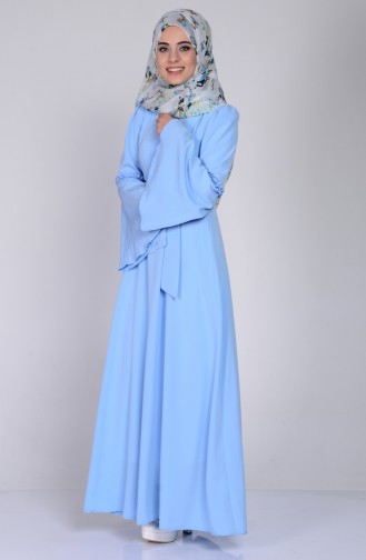 Baby Blue Hijab Dress 1401-06