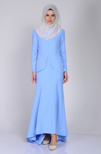 Baby Blue Hijab Dress 3009-04