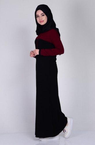 Weinrot Hijab Kleider 2802-01