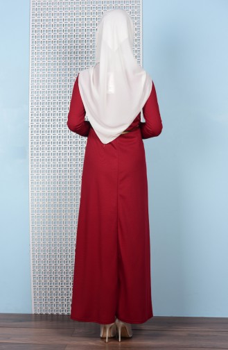Claret Red Hijab Dress 0463-03