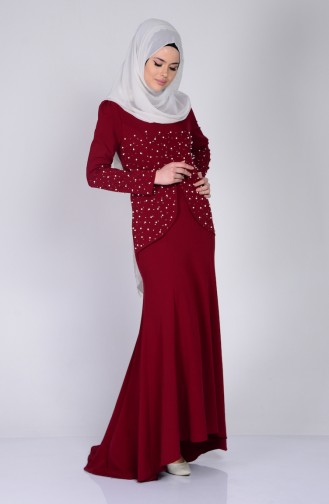 Claret red İslamitische Jurk 3009-05