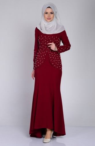 Claret red İslamitische Jurk 3009-05