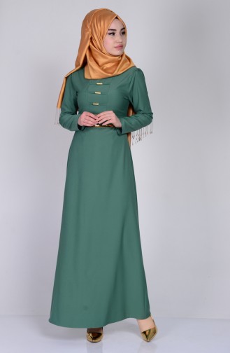 Green Almond Hijab Dress 5016-11