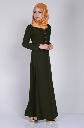 Khaki Hijab Kleider 5016-09