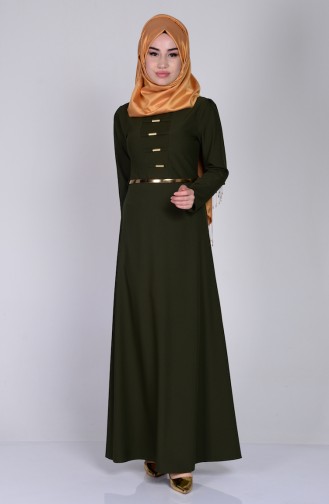 Khaki Hijab Dress 5016-09