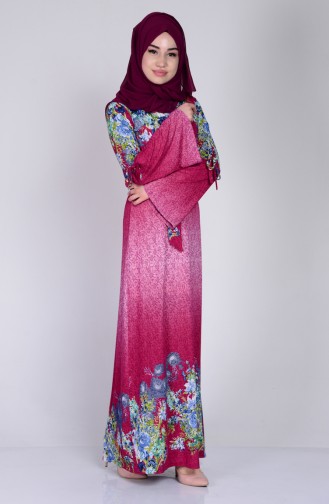 Dark Fuchsia Hijab Dress 3010-04