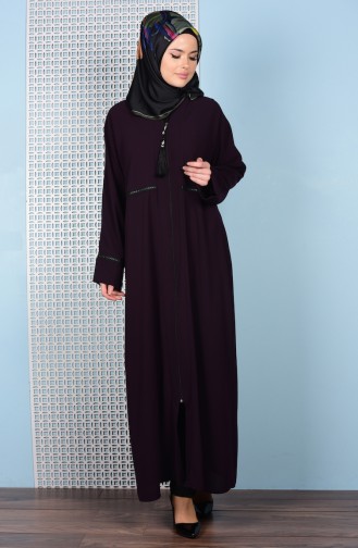 Abaya a Fermeture 7716-02 Pourpre 7716-02