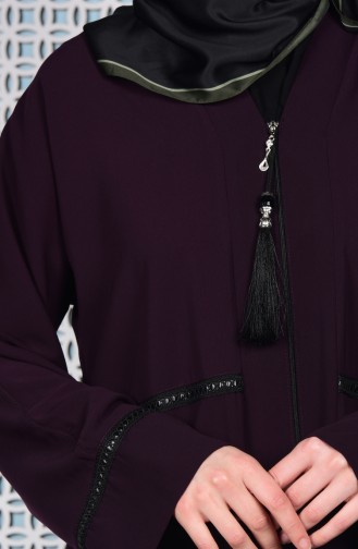 Abaya a Fermeture 7716-02 Pourpre 7716-02