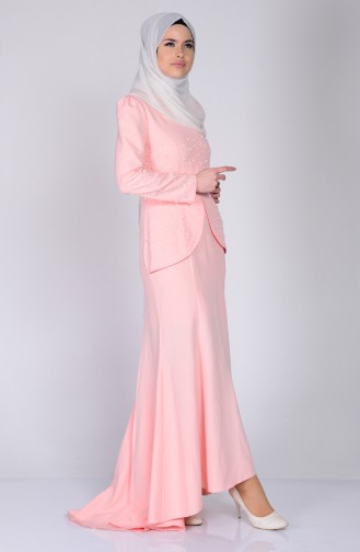 Salmon Hijab Dress 3009-01