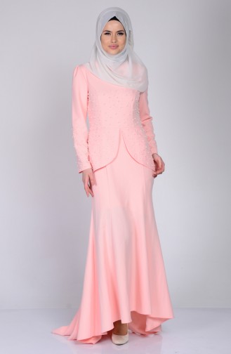 Salmon Hijab Dress 3009-01