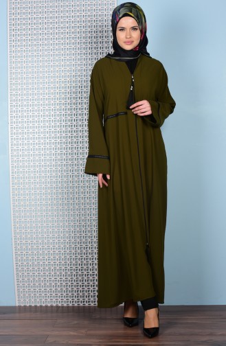 Abaya mit Reißverschluss 7716-03 Öl Grün 7716-03