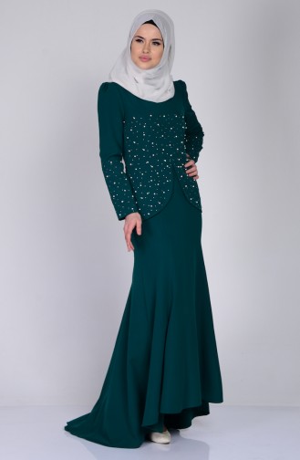 Emerald Green Hijab Dress 3009-03