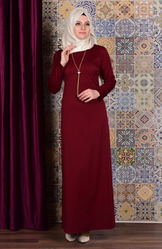 Claret Red Hijab Dress 4082-02