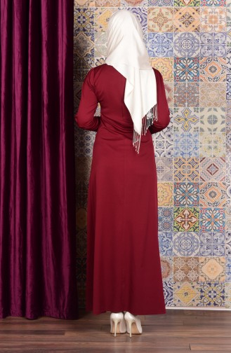 Weinrot Hijab Kleider 4082-02