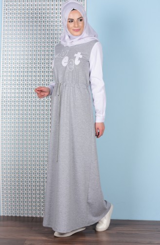 Gray Hijab Dress 1419-02