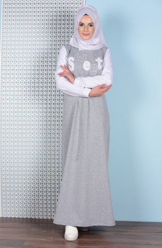 Gray Hijab Dress 1419-02