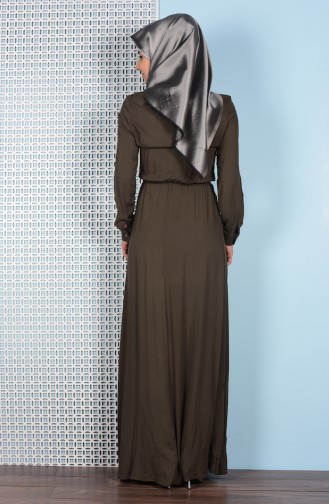 Khaki Hijab Dress 5042-02