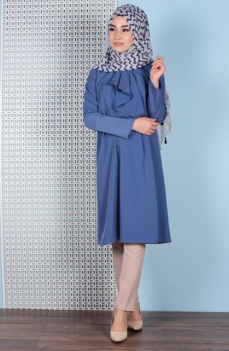 Kravat Detaylı Tunik 3053-01 Koyu Mavi