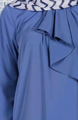 Kravat Detaylı Tunik 3053-01 Koyu Mavi