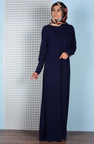 Navy Blue Hijab Dress 5021-07